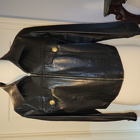 BLACK ANNE KLEIN Leather Jacket SIZE SMALL - Picture 4 of 9
